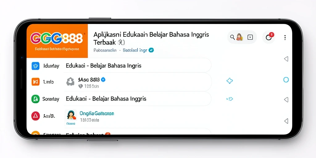 Antarmuka GGG888 yang intuitif untuk belajar bahasa Inggris.