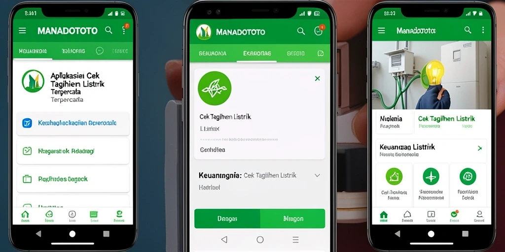 Antarmuka aplikasi MANADOTOTO untuk cek tagihan listrik.