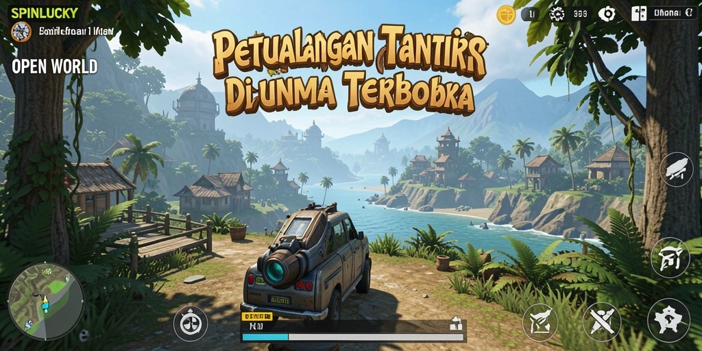 Tampilan antarmuka SPINLUCKY yang penuh warna dan interaktif.