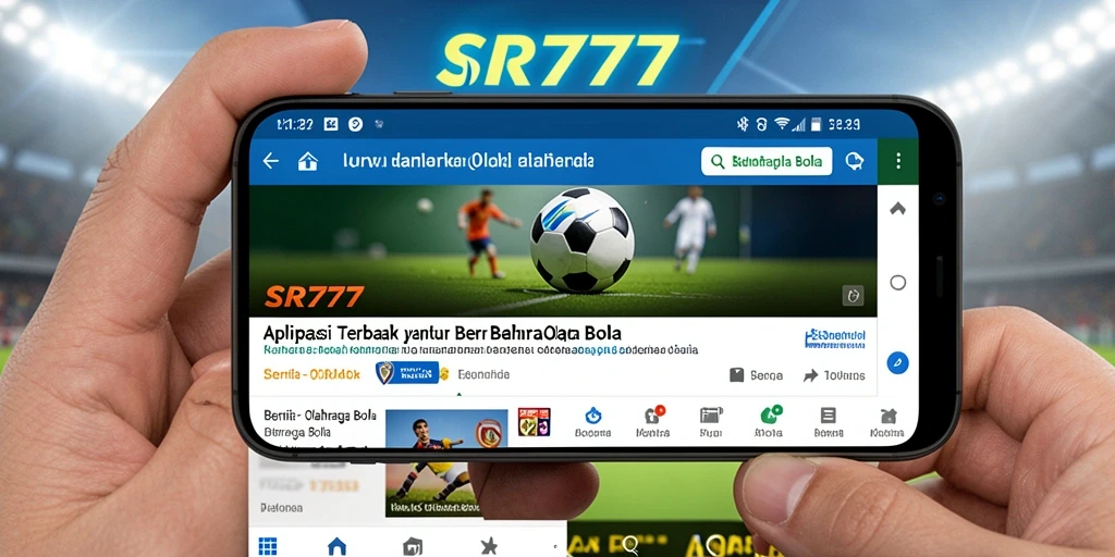 Screenshot tampilan antarmuka aplikasi SR777 dengan berita olahraga bola.