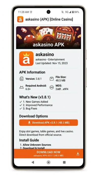 Tampilan halaman APK askasino