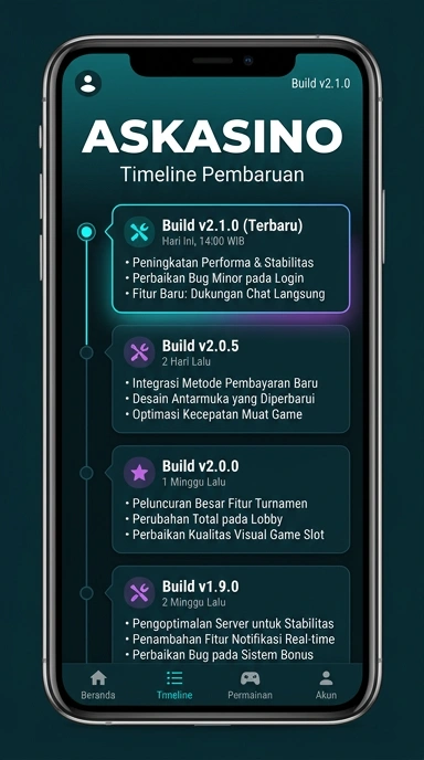 Tampilan riwayat versi askasino